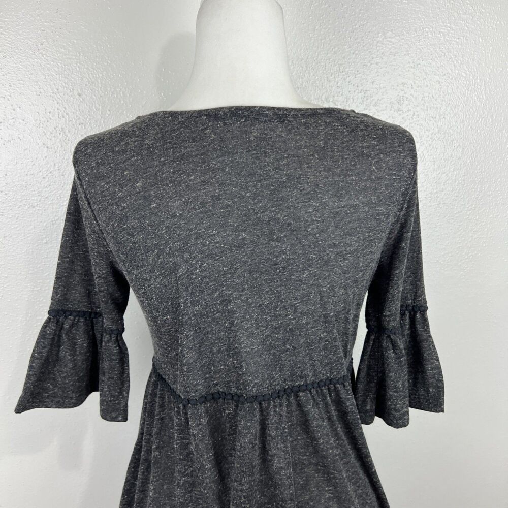 eShakti Blouse Women 0 Grey Short Sleeve Peplum Relaxed Fit Boho Casual Top - Picture 10 of 12